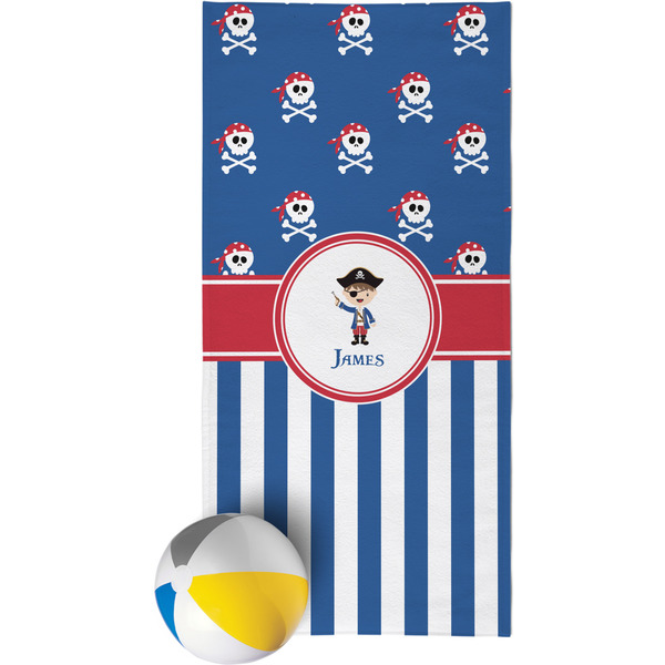 Custom Blue Pirate Beach Towel (Personalized)