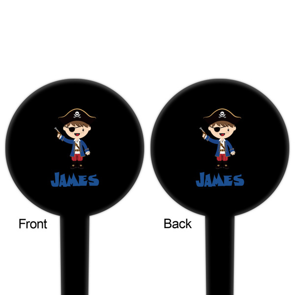 Blue Pirate Black Plastic 4" Food Pick - Round - Double Sided - Front & Back