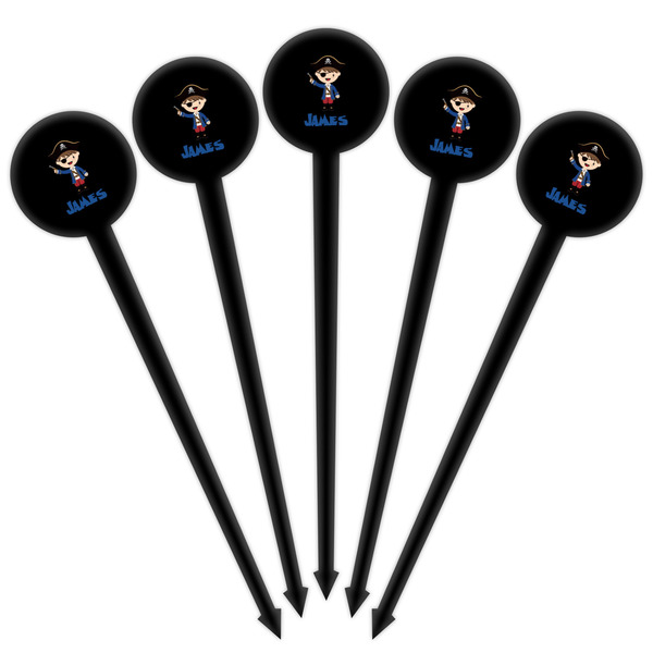 Blue Pirate Black Plastic 4" Food Pick - Round - Fan View