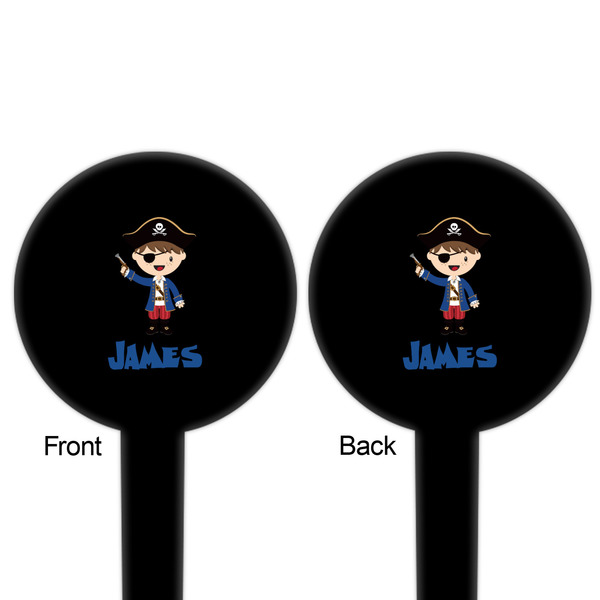 Blue Pirate Black Plastic 6" Food Pick - Round - Double Sided - Front & Back