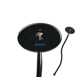 Blue Pirate 7" Oval Plastic Stir Sticks - Black - Single Sided (Personalized)