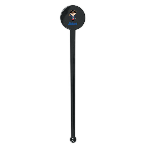 Blue Pirate Black Plastic 7" Stir Stick - Round - Single Stick