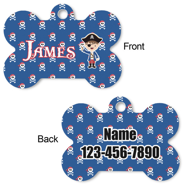 Blue Pirate Bone Shaped Dog ID Tag - Large - Approval
