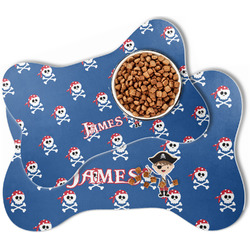Blue Pirate Bone Shaped Dog Food Mat (Personalized)