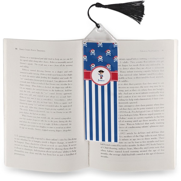 Blue Pirate Bookmark with tassel - In book