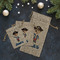 Blue Pirate Burlap Gift Bags - LIFESTYLE (Flat lay)