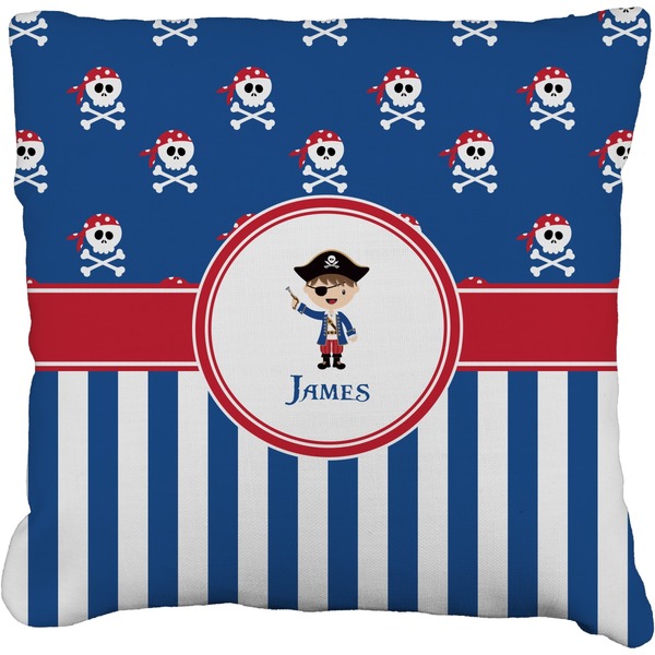 Custom Blue Pirate Faux-Linen Throw Pillow 16" (Personalized)
