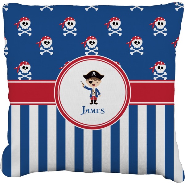 Custom Blue Pirate Faux-Linen Throw Pillow 18" (Personalized)
