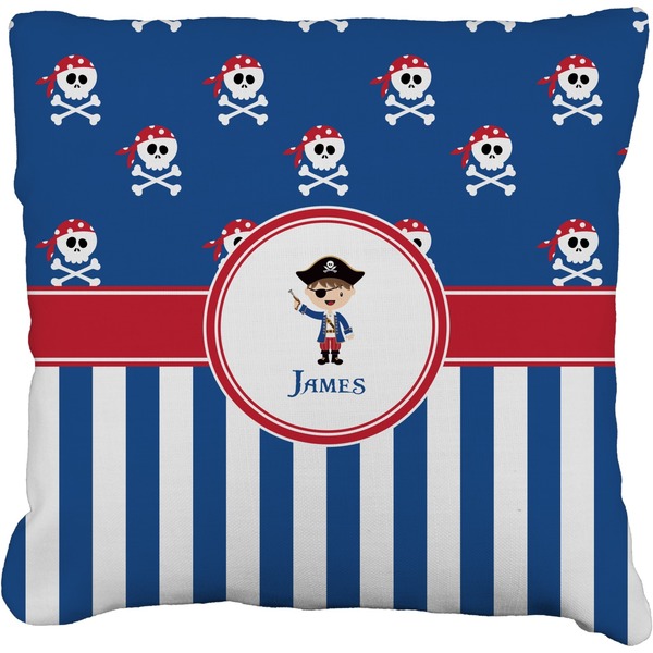 Custom Blue Pirate Faux-Linen Throw Pillow 20" (Personalized)