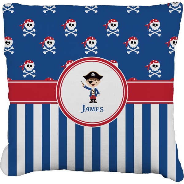 Custom Blue Pirate Faux-Linen Throw Pillow 26" (Personalized)