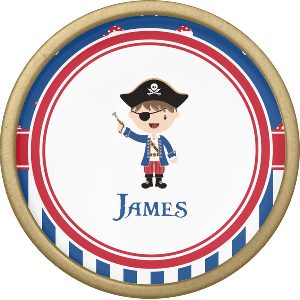 Blue Pirate Cabinet Knob - Gold - Front