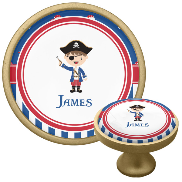 Blue Pirate Cabinet Knob - Gold - Multi Angle