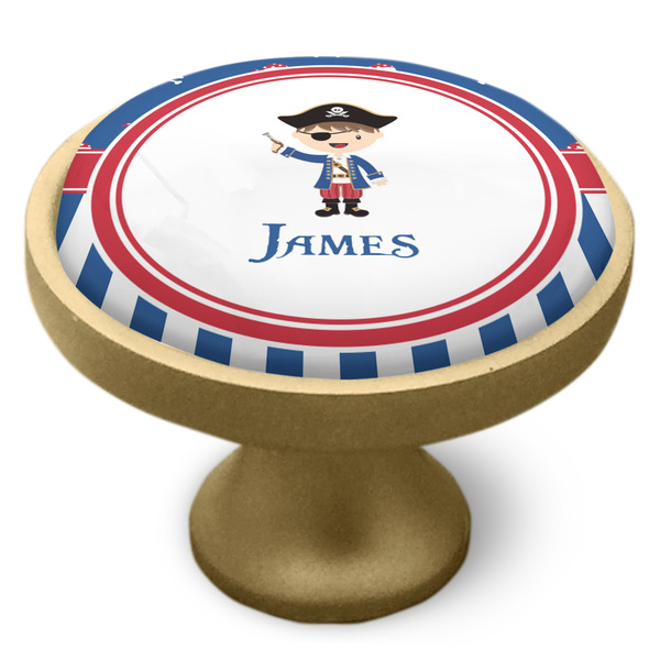 Blue Pirate Cabinet Knob - Gold - Side