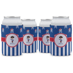 Blue Pirate Can Cooler (12 oz) - Set of 4 w/ Name or Text