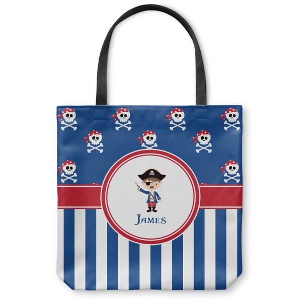 Custom Blue Pirate Canvas Tote Bag - Large - 18"x18" (Personalized)