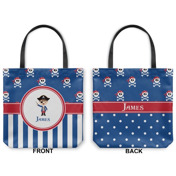 Blue Pirate Canvas Tote - Front and Back