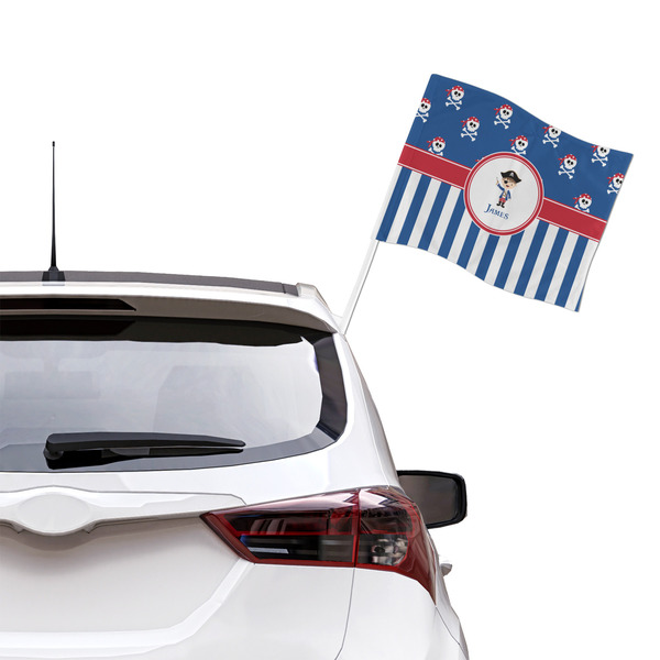 Blue Pirate Car Flag - Large - LIFESTYLE