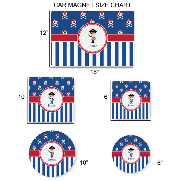 Blue Pirate Car Magnets - SIZE CHART