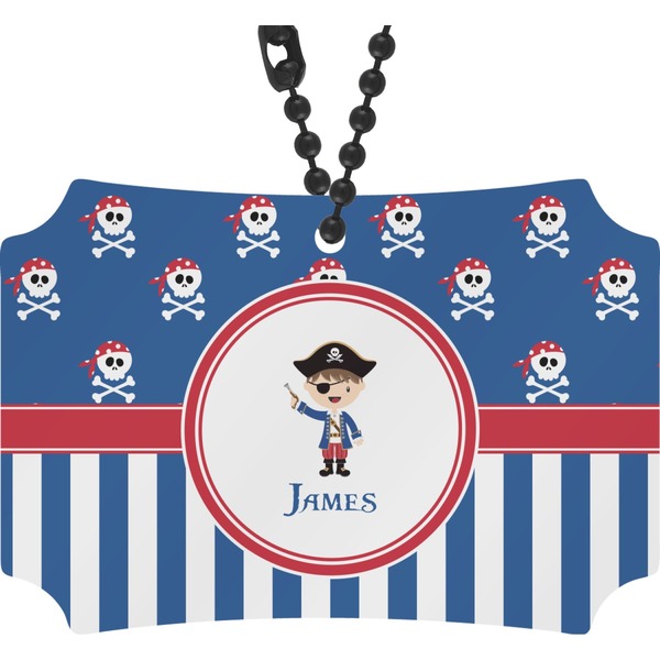 Custom Blue Pirate Rear View Mirror Ornament (Personalized)