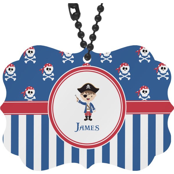 Custom Blue Pirate Rear View Mirror Decor (Personalized)