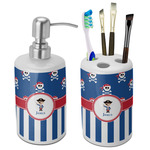 Blue Pirate Ceramic Bathroom Accessories Set (Personalized)