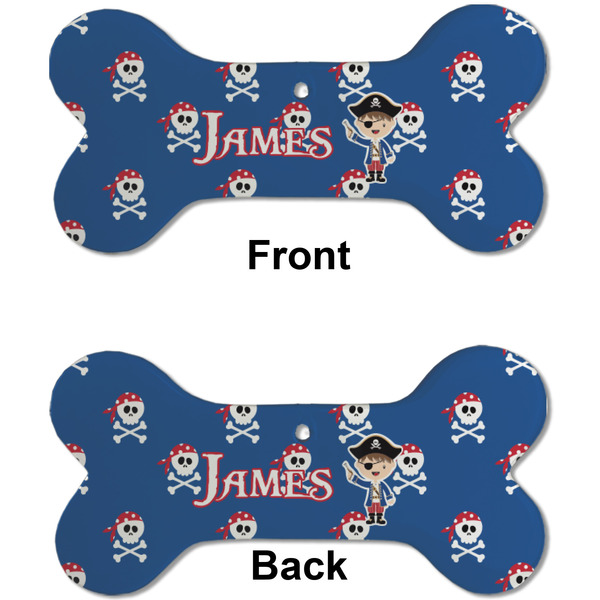 Blue Pirate Ceramic Flat Ornament - Bone Front & Back (APPROVAL)