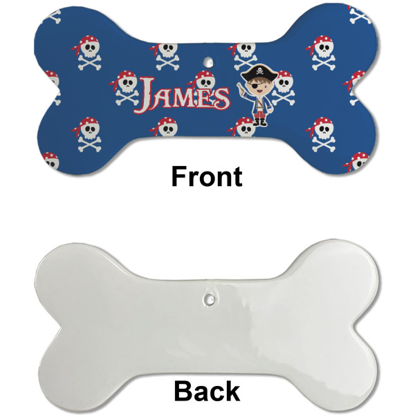 Blue Pirate Ceramic Flat Ornament - Bone Front & Back Single Print (APPROVAL)
