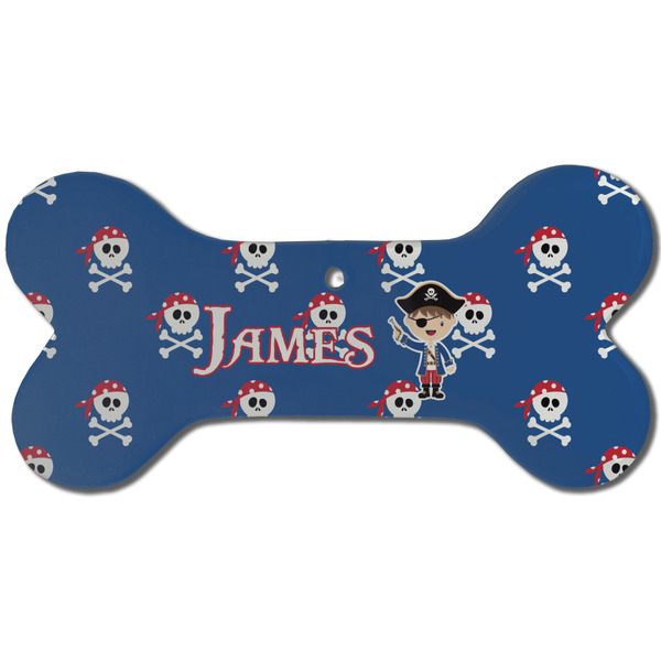 Blue Pirate Ceramic Flat Ornament - Bone Front