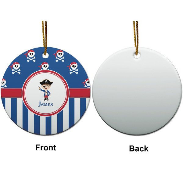 Blue Pirate Ceramic Flat Ornament - Circle Front & Back (APPROVAL)