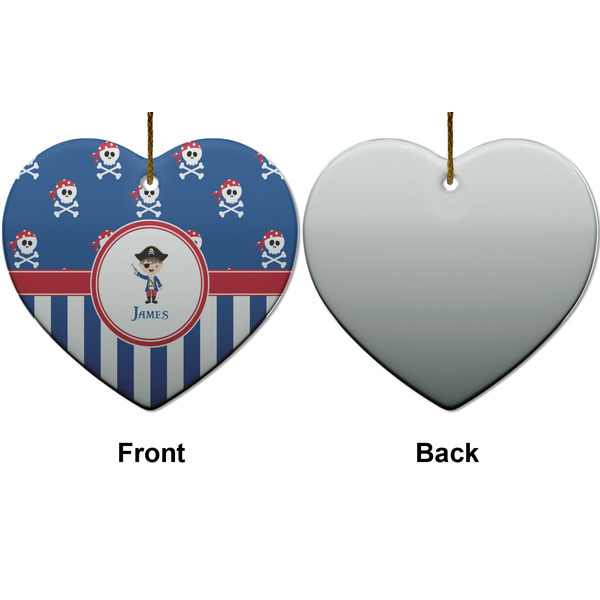 Blue Pirate Ceramic Flat Ornament - Heart Front & Back (APPROVAL)