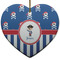 Blue Pirate Ceramic Flat Ornament - Heart (Front)