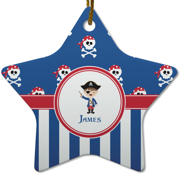Blue Pirate Ceramic Flat Ornament - Star (Front)