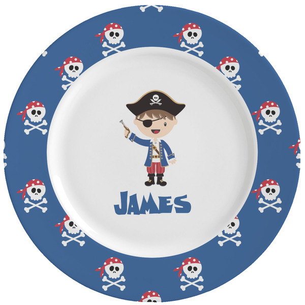 Custom Blue Pirate Ceramic Dinner Plates (Set of 4) (Personalized)