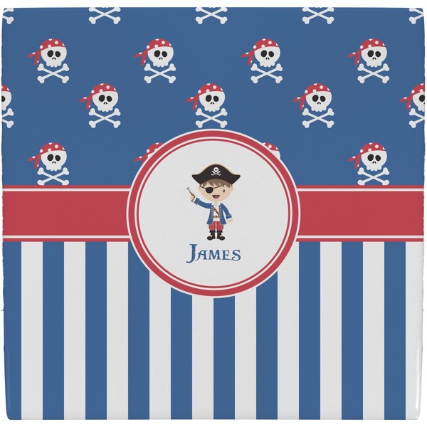 Custom Blue Pirate Ceramic Tile Hot Pad (Personalized)
