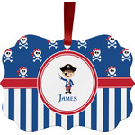 Blue Pirate Metal Frame Ornament - Double Sided w/ Name or Text