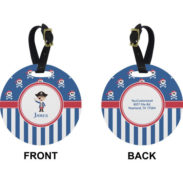 Blue Pirate Circle Luggage Tag (Front + Back)