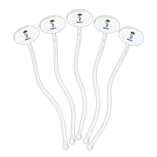 Blue Pirate Clear Plastic 7" Stir Stick - Oval - Fan