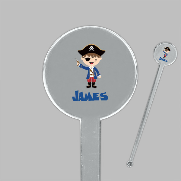 Blue Pirate Clear Plastic 7" Stir Stick - Round - Closeup