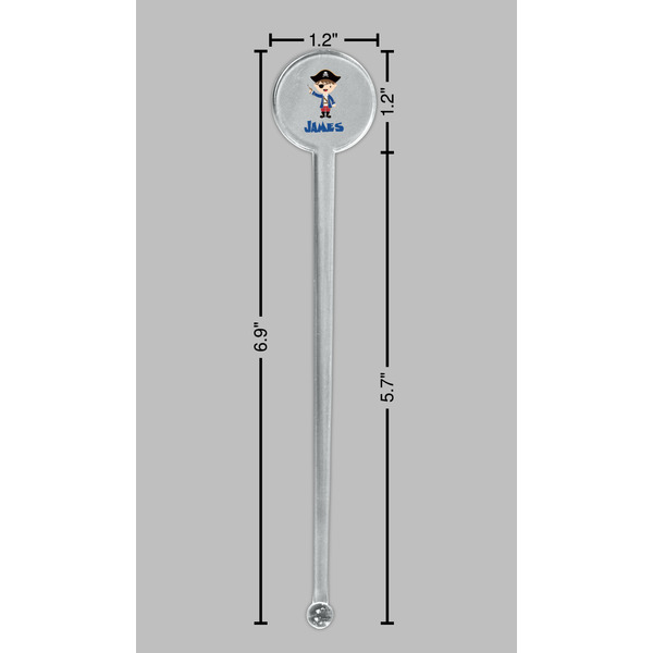 Blue Pirate Clear Plastic 7" Stir Stick - Round - Dimensions