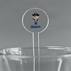 Blue Pirate 7" Round Plastic Stir Sticks - Clear (Personalized)