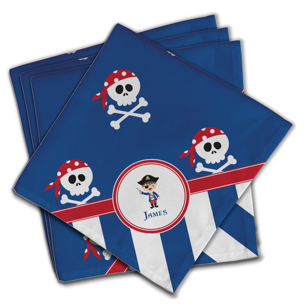 Blue Pirate Cloth Napkins - Personalized Dinner (PARENT MAIN Set of 4)
