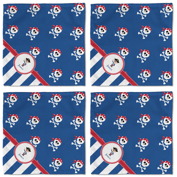 Blue Pirate Cloth Napkins - Personalized Lunch (APPROVAL) Set of 4