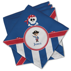 Blue Pirate Cloth Cocktail Napkins - Set of 4 w/ Name or Text