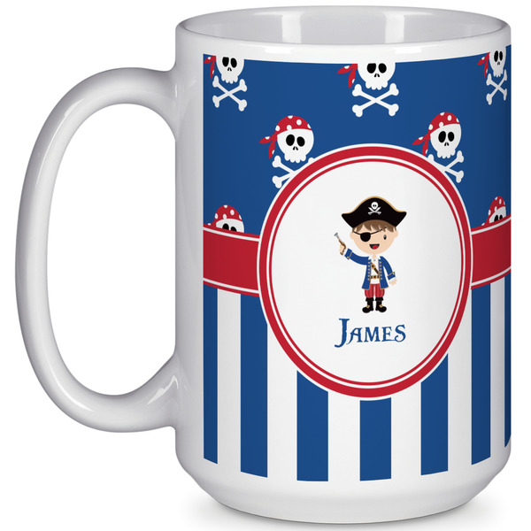 Custom Blue Pirate 15 Oz Coffee Mug - White (Personalized)