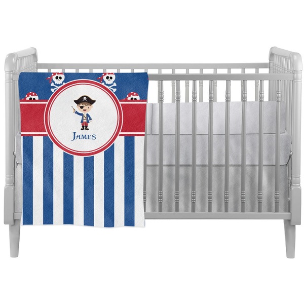 Custom Blue Pirate Crib Comforter / Quilt (Personalized)