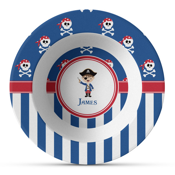Custom Blue Pirate Plastic Bowl - Microwave Safe - Composite Polymer (Personalized)