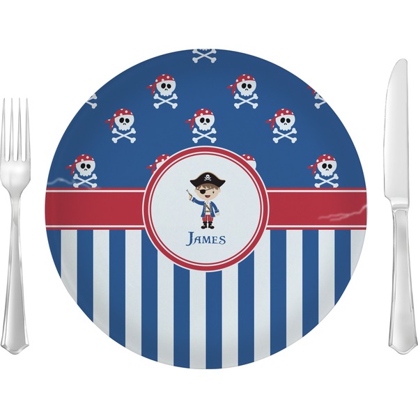Custom Blue Pirate 10" Glass Lunch / Dinner Plates - Single or Set (Personalized)