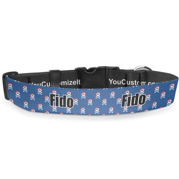 Custom Blue Pirate Deluxe Dog Collar - Small (8.5" to 12.5") (Personalized)