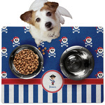 Blue Pirate Dog Food Mat - Medium w/ Name or Text