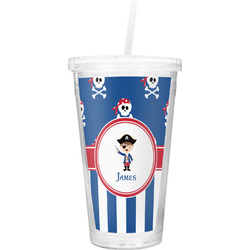 Blue Pirate Double Wall Tumbler with Straw (Personalized)